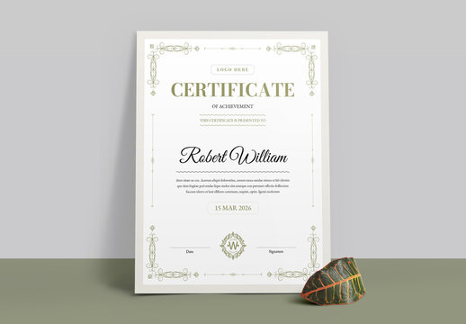 Simple Certificate of Achievement Layout