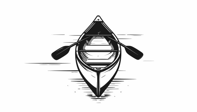 Kayak with oars on water surface.