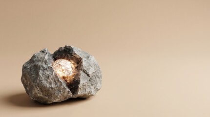 Fototapeta premium cracked rock shining hidden diamond