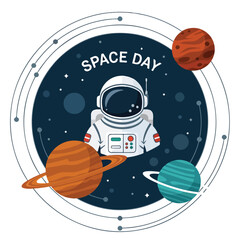Astronaut in space with planets © Fika