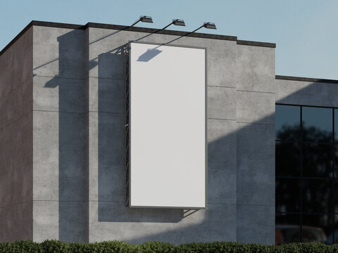 Blank Urban Outdoor Billboard for Advertising Mockup on Concrete Building 3D Render