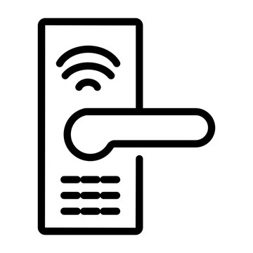 Wireless door lock icon with a WiFi signal symbol.