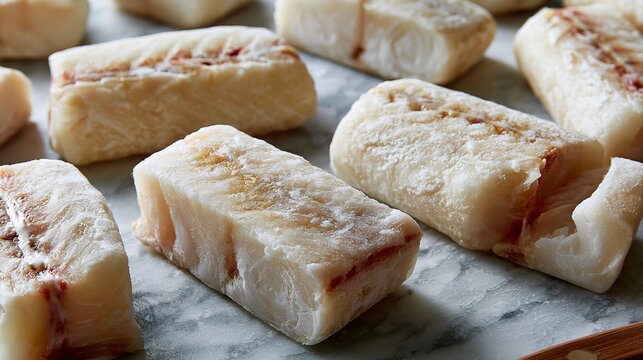 Raw fish fillets ready for preparation in a kitchen setting