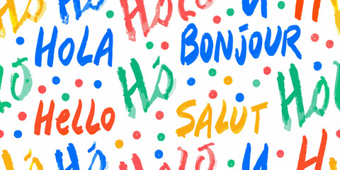Colorful hand written greetings vector illustration with polka dot accents © Nasir