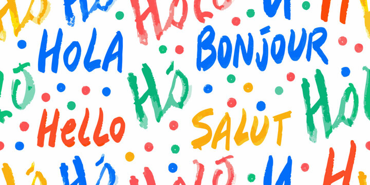 Colorful hand written greetings vector illustration with polka dot accents