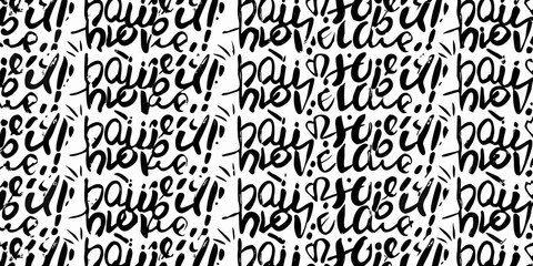 Handwritten style hello greetings pattern on a white background © Nasir