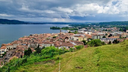 Obraz premium Beautiful village in the mountains near Arona, Maggiore Lake, Italy