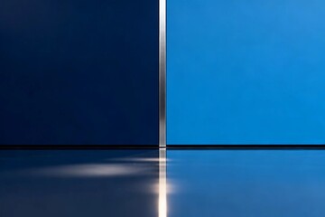 Fototapeta premium Abstract Blue Wall Division with Reflection