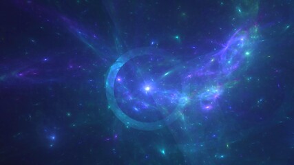 Illustration created as a 3D render without generative AI, magenta cosmic energy burst abstract fractal background © BetiBup33