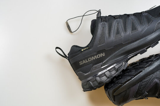 Bangkok, Thailand - June 25, 2026 : Salomon XA Pro 3D V9 Wide GTX in Black, High-rebound cushioning for lasting comfort.
