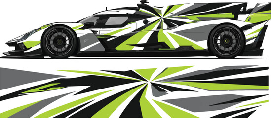 Naklejka premium Racing Car with Green Black Design 1.