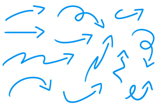 Hand drawn blue arrow pattern abstract sketch doodle arrows landscape background