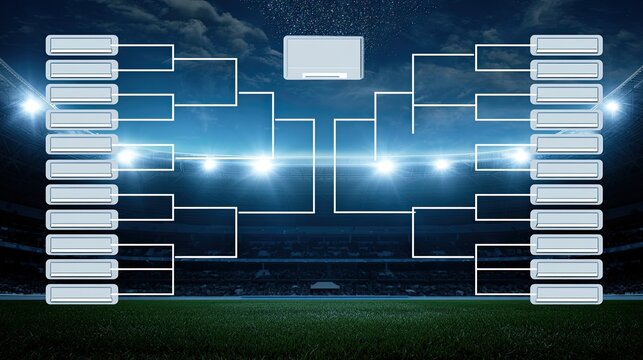 Sports tournament bracket on a stadium field