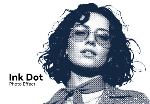 Retro Ink Dot Halftone Portrait