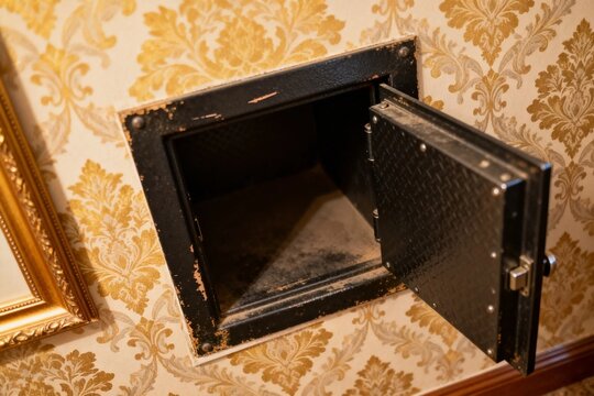 Vintage Safe Box in Ornate Wallpaper