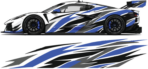 Naklejka premium Racing car with blue stripes.
