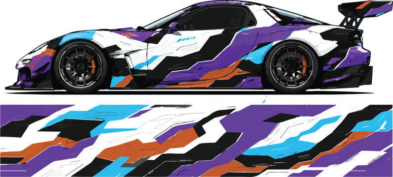 Colorful sports car side view 3.