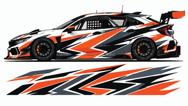 Racing Car with Orange Black Decals 4.