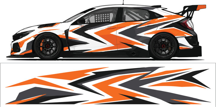 Racing Car with Orange Black Decals 5.