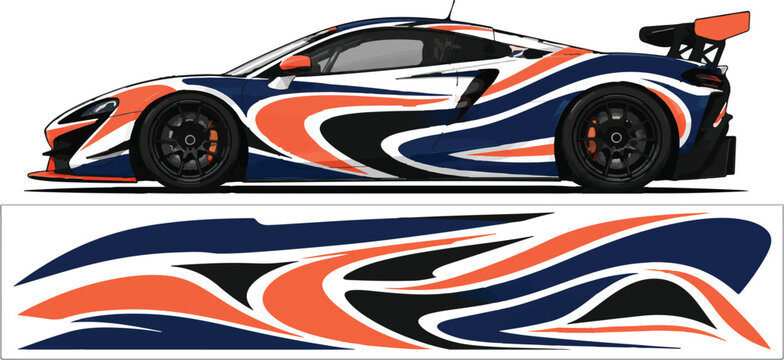 Racing Car with Orange Blue Design 3.