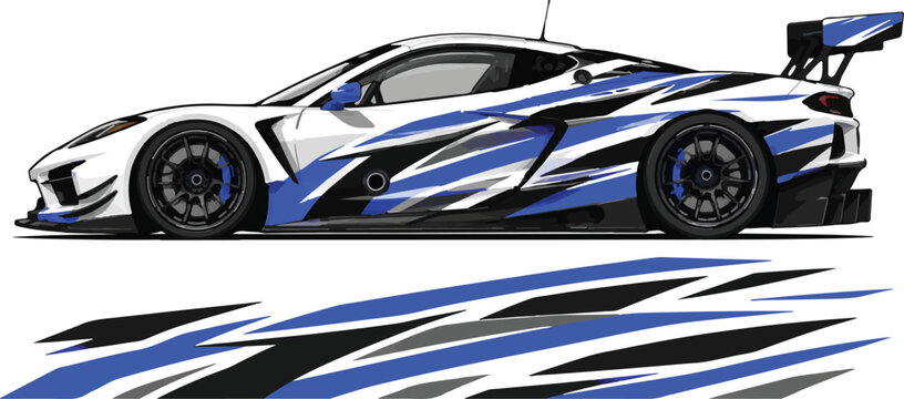 Racing Car with Blue Strips.