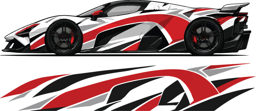 Red and black racing car decals.