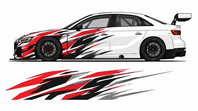 White Car Racing Stripes Design.