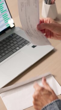 Person Holding Paycheck Envelope, Receiving Payment