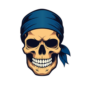 Gold and blue skull with crown illustration