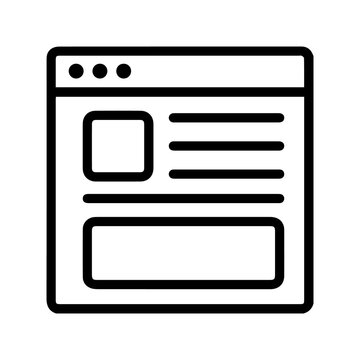 Website webpage browser window wireframe layout outline line vector icon for interface and UI design.