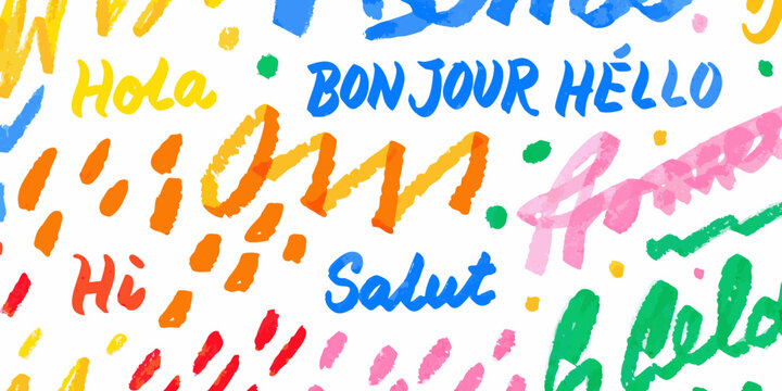 Colorful Hand written Greetings Vector Illustration With Scattered Dots