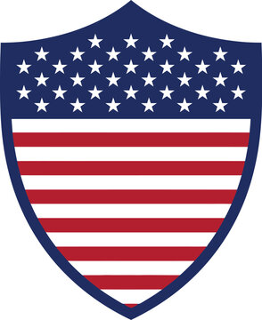 American shield logo with stars and stripes design on protective emblem symbol