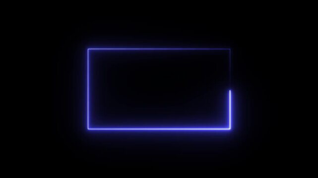 Animation of glowing neon rectangles abstract background. abstract glowing blue neon rectangle border frame 4k animation on black background