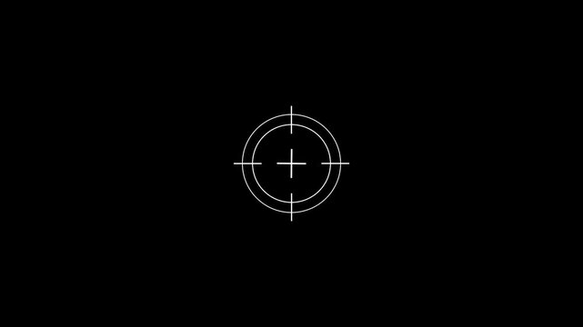 white crosshair targeting reticle with circular scale markings on a black background aiming scope 4k animated