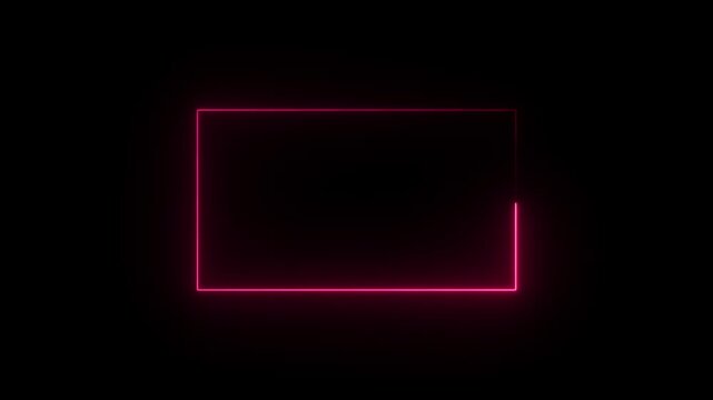 Animation of glowing neon rectangles abstract background. abstract glowing blue neon rectangle border frame 4k animation on black background