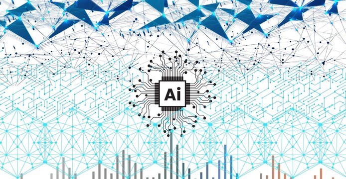 abstract blue background with ai sign