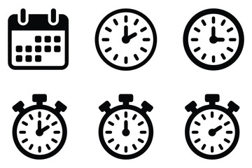 Fototapeta premium Professional set of calendar and clock icons for time management and schedule planning applications