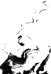 Obraz premium Minimalist black abstract liquid ink flowing line graphic asset vector shape continuous smoke paint stroke element on white background
