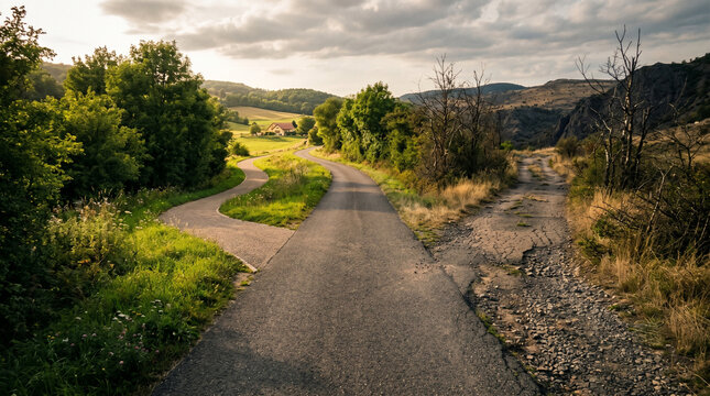 Road Dividing Healthy Unhealthy Paths