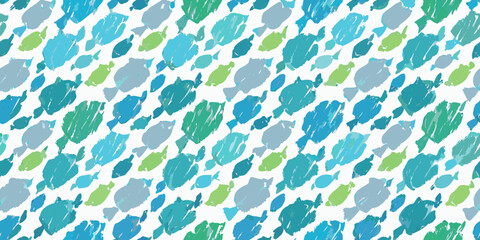 Fish pattern vector illustration with shades of blue and green © Gita