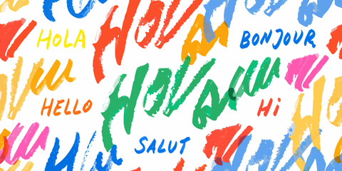 Colorful Hand written Greetings Vector Illustration On White Background © Gita