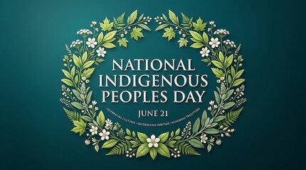 Beautiful indigenous peoples day celebration with floral wreath and elegant typography design