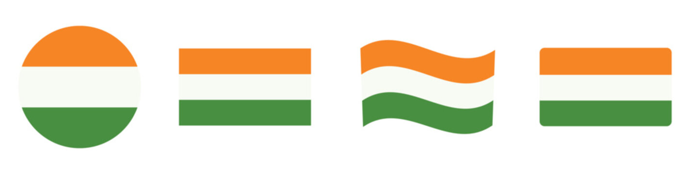 Indian flag icons in various shapes on white background