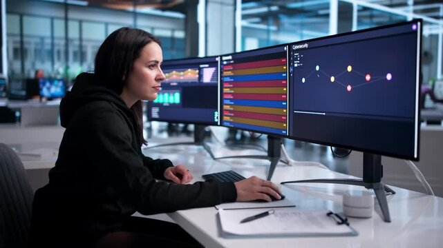 Cybersecurity Analyst Detects Network Threats On Computer