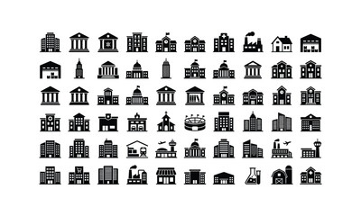 Collection of building and architecture icons. © Bulbul