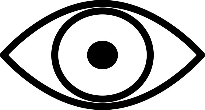 Simple black and white eye icon vector illustration isolated on transparent background