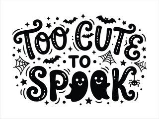 Fototapeta premium Halloween typography with cute ghosts and spooky elements