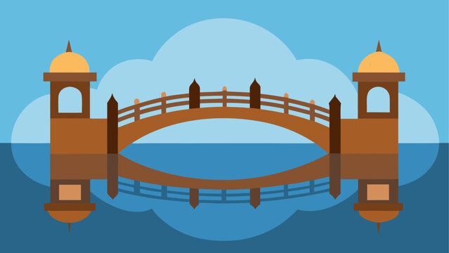 Brown bridge, arch bridge, vector illustration, bridge design, infrastructure icon