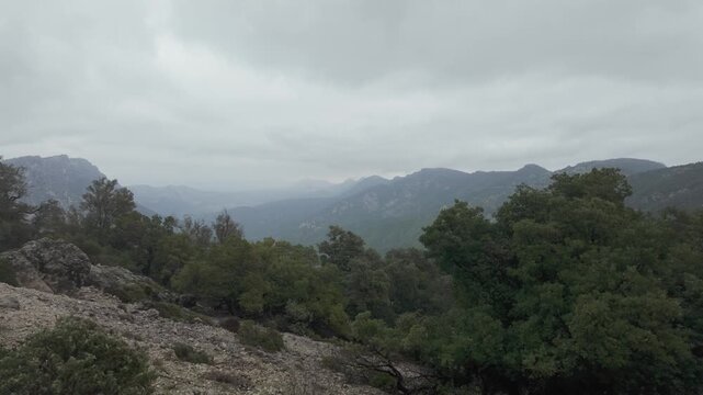 Handheld View of Gorropu Canyon Mountain Trail Landscape in Sardinia Italy