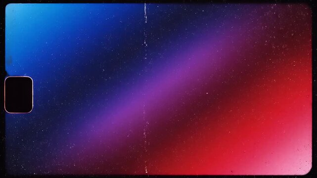 Retro Film Overlay with Blue and Red Gradient Light Leaks and Dust Scratches.